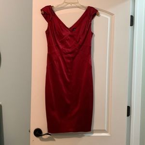 Red satin cocktail dress. Size 4